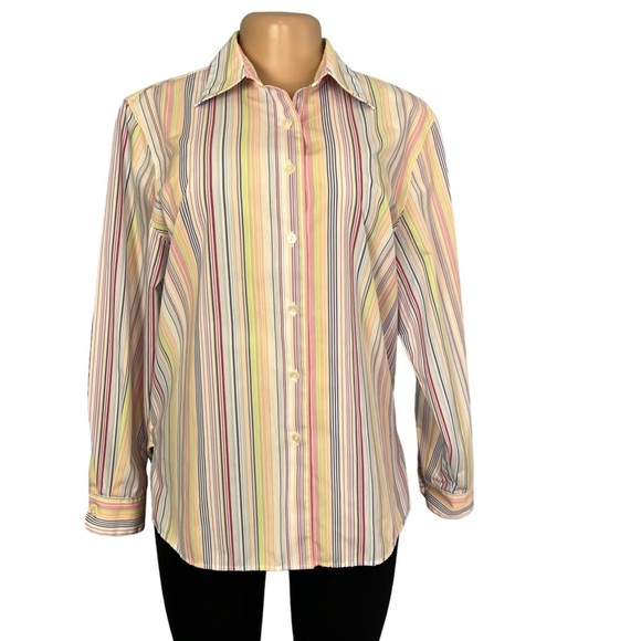 3/$30 🍂 Foxcroft Multicolor Striped Button Down Shirt - Picture 1 of 9